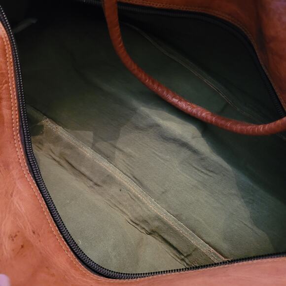 Leather Duffle Bag 30" LARGE Travel Crossbody Vintage Brown Overnight Duffel NEW - Picture 8 of 8